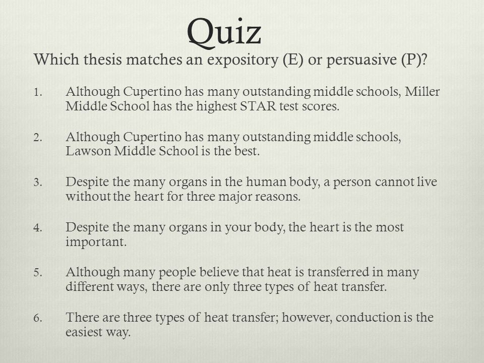 expository vs persuasive lesson goals