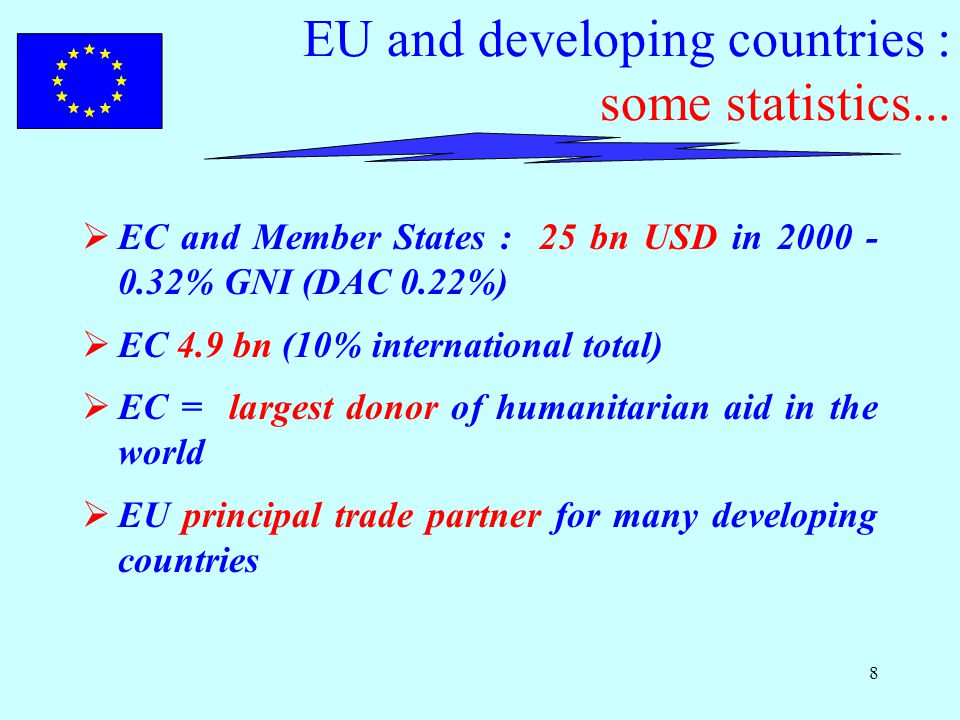8 EU and developing countries : some statistics...