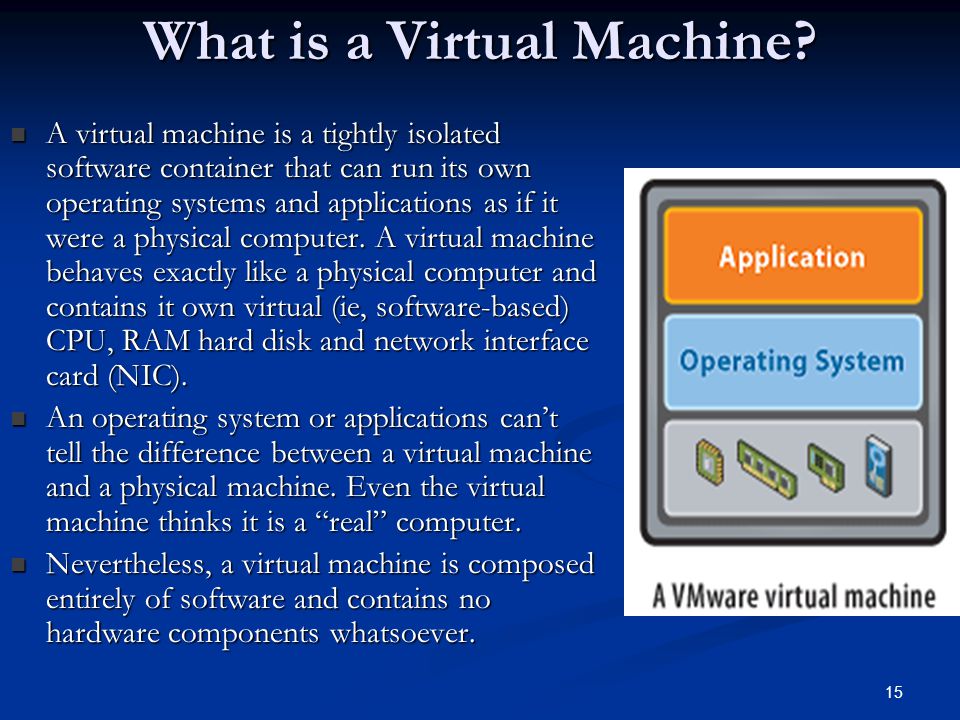15 What is a Virtual Machine.
