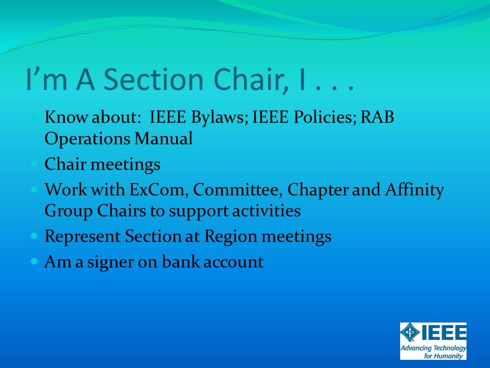 I’m A Section Chair, I...