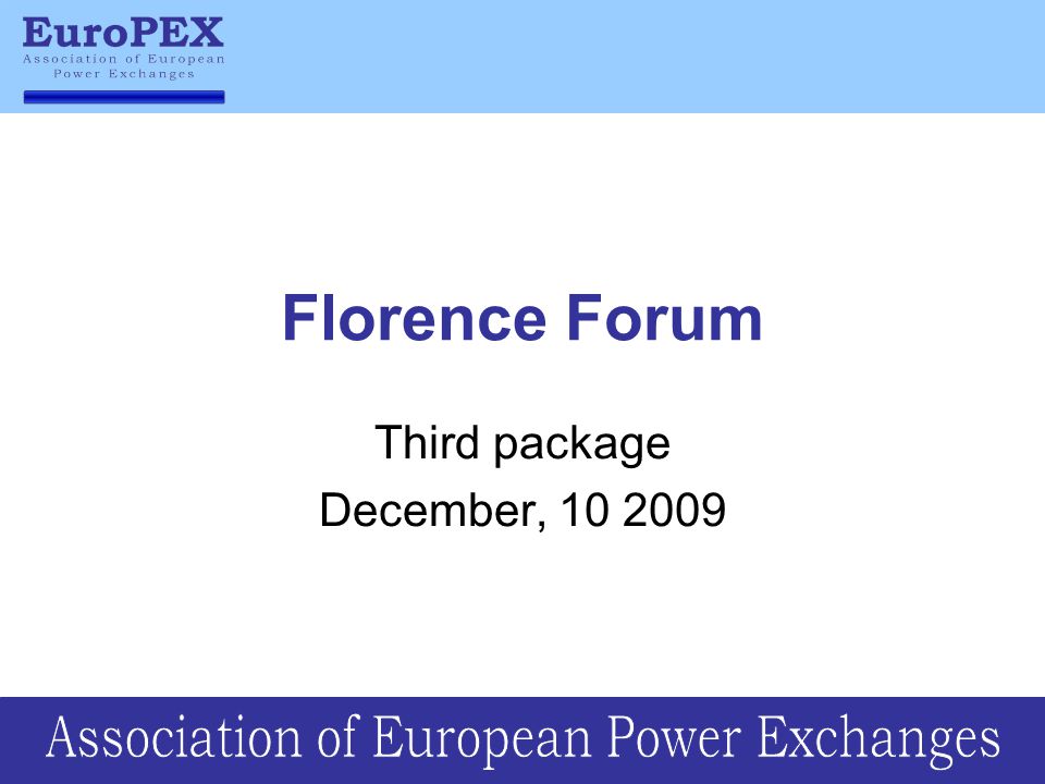 Florence Forum Third package December,
