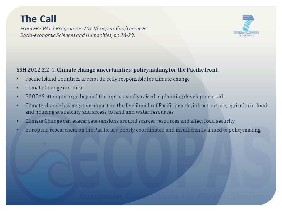 The Call From FP7 Work Programme 2012/Cooperation/Theme 8: Socio-economic Sciences and Humanities, pp