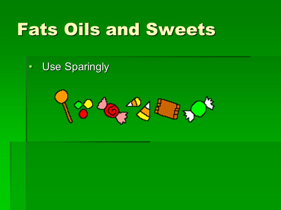 Fats Oils and Sweets Use Sparingly Use Sparingly