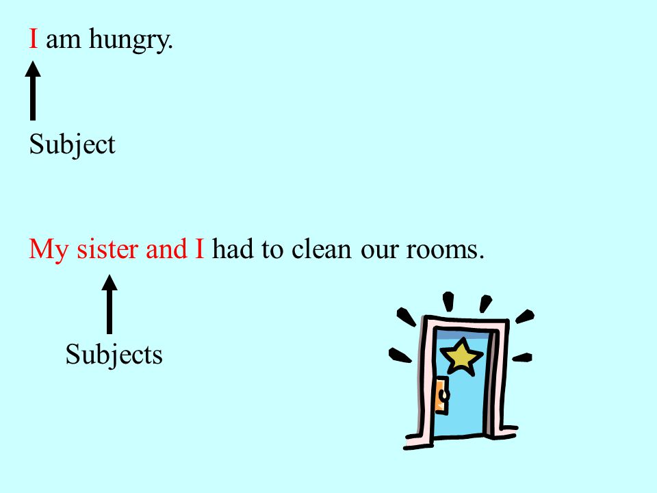 I am hungry. Subject My sister and I had to clean our rooms. Subjects