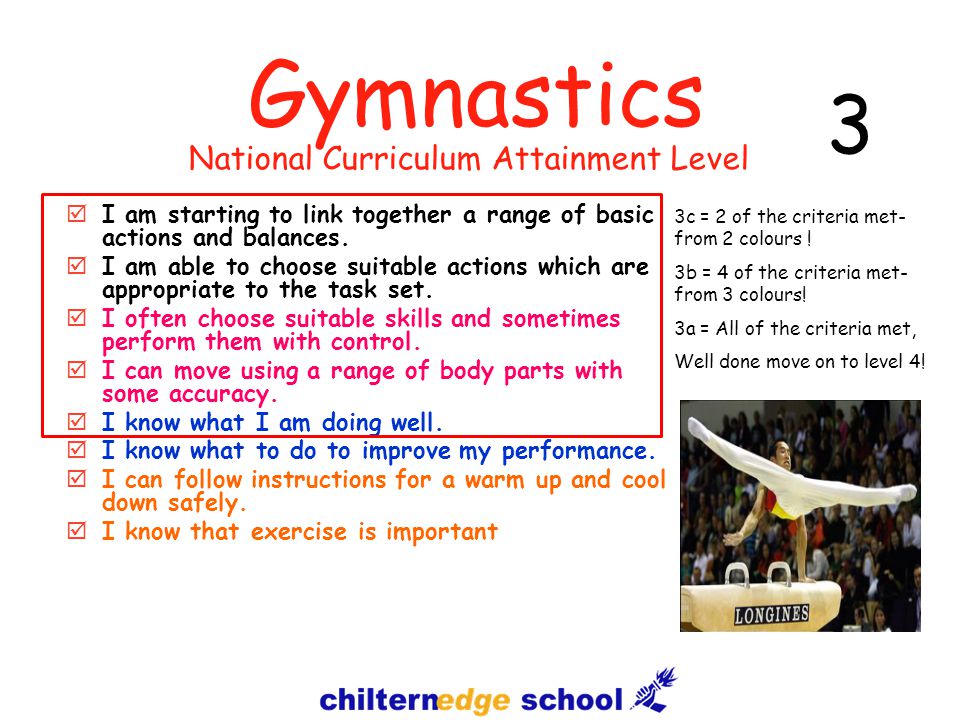 Gymnastics  I am starting to link together a range of basic actions and balances.