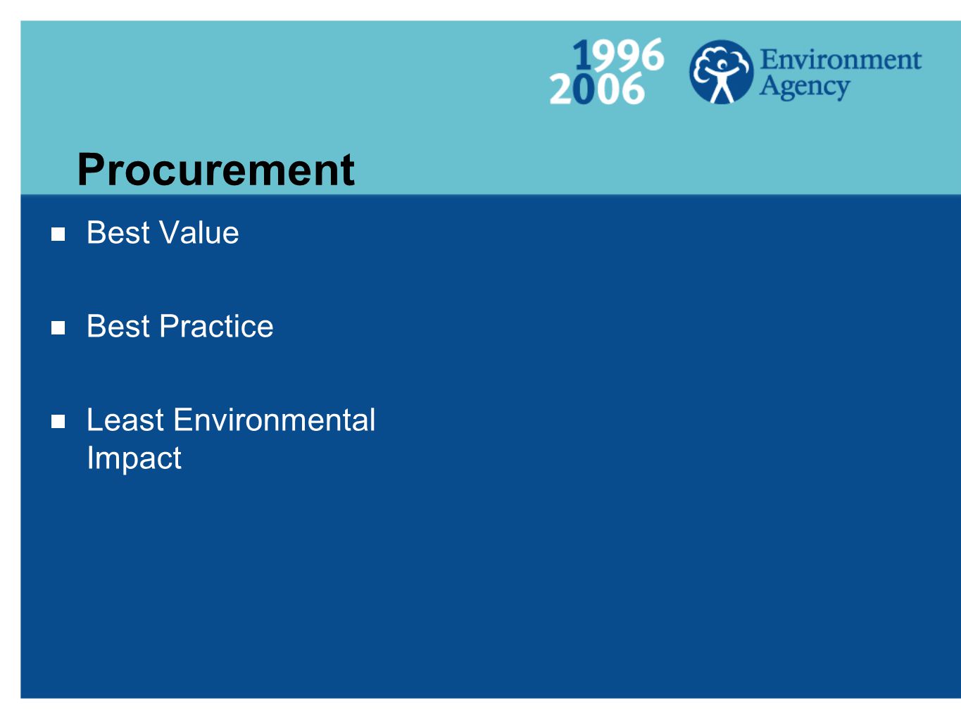 Procurement  Best Value  Best Practice  Least Environmental Impact