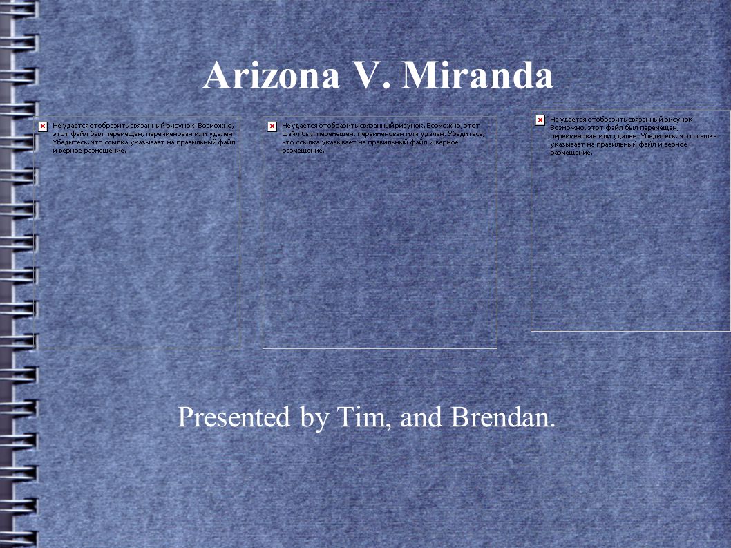 Presented by Tim, and Brendan. Arizona V. Miranda