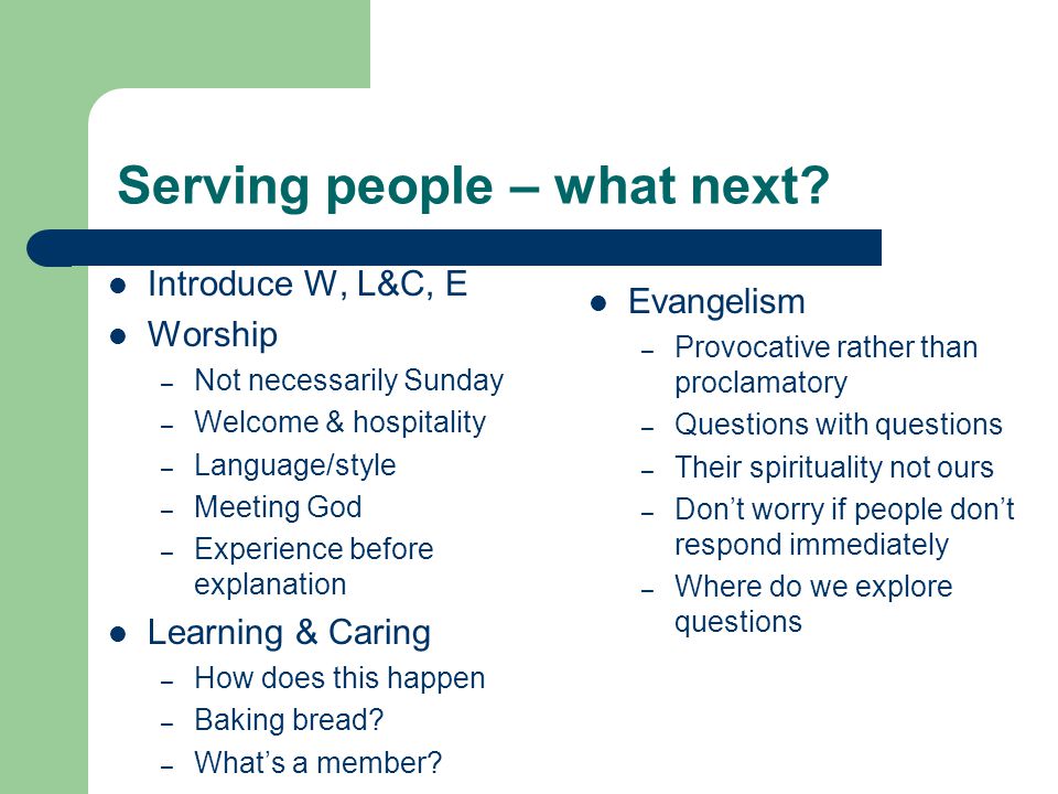 Serving people – what next.
