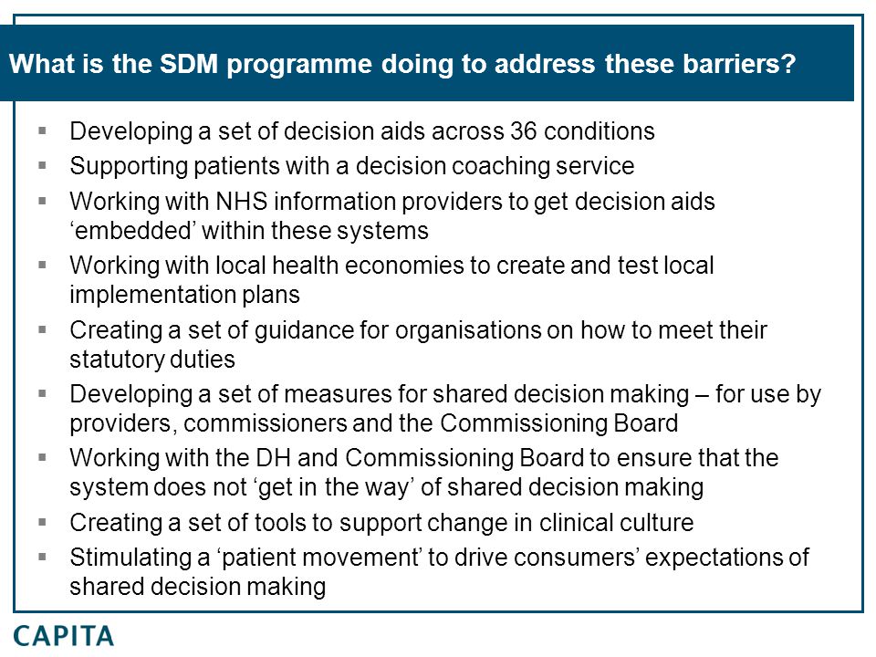 What is the SDM programme doing to address these barriers.