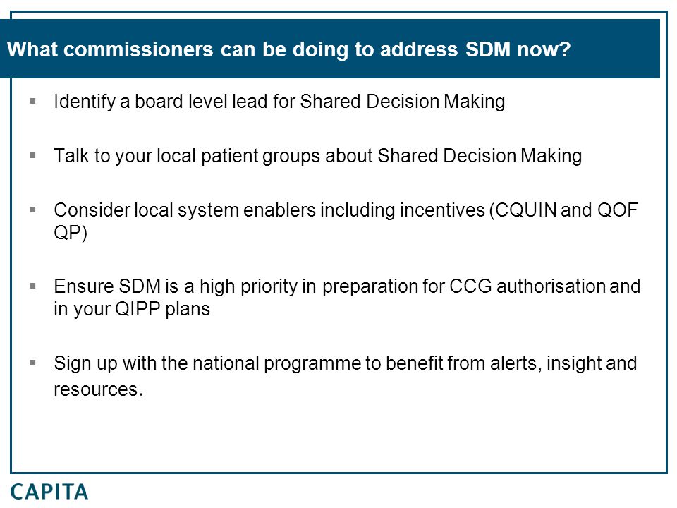 What commissioners can be doing to address SDM now.