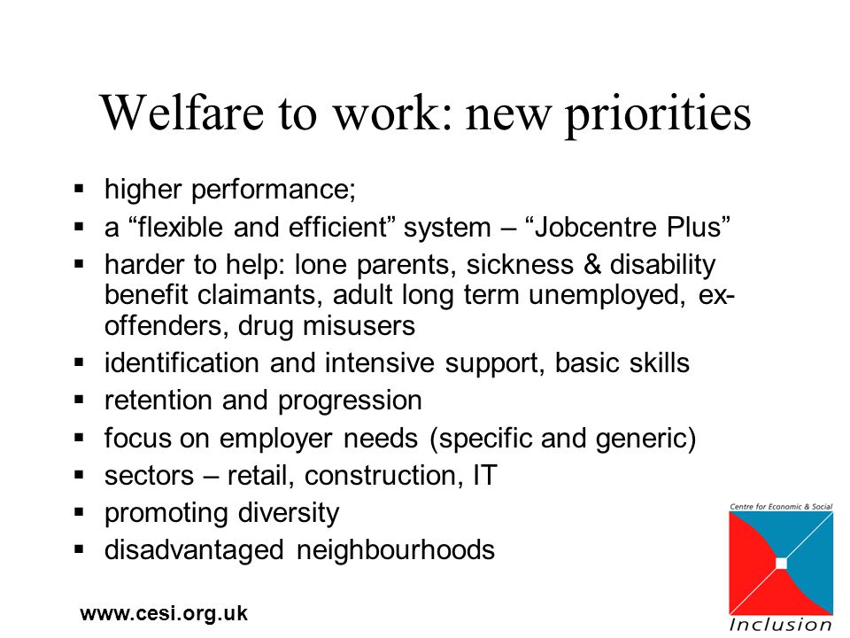 welfare to work welfare to work