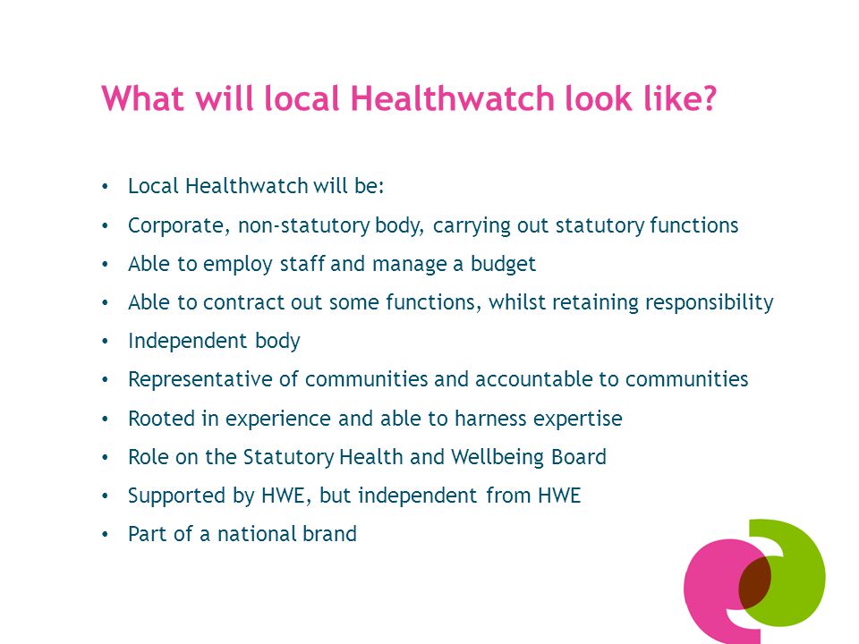 What will local Healthwatch look like.