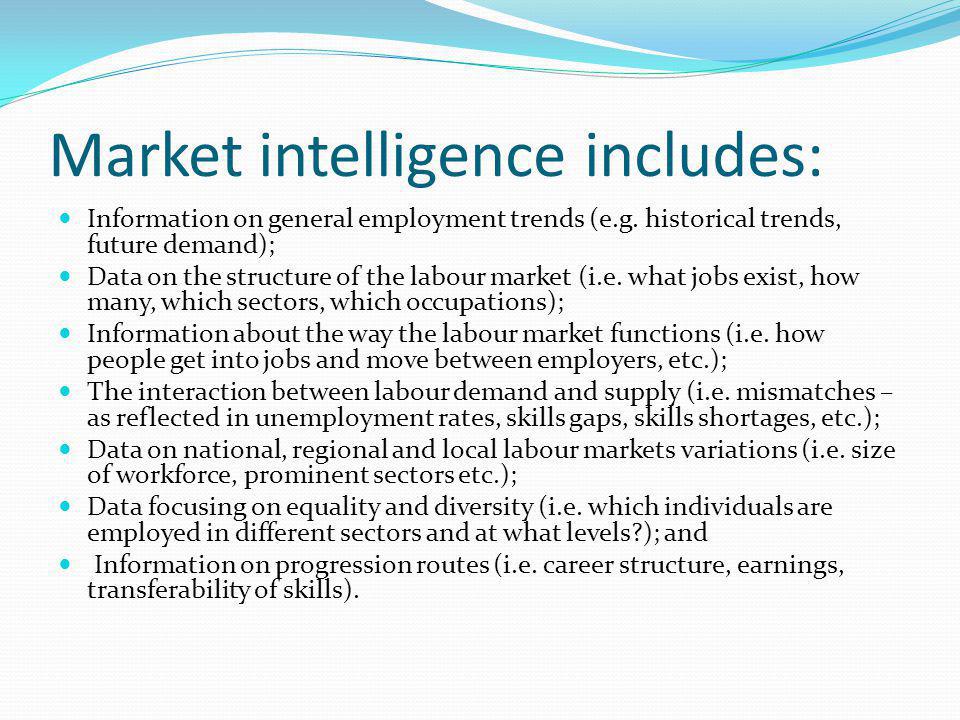 Market intelligence includes: Information on general employment trends (e.g.