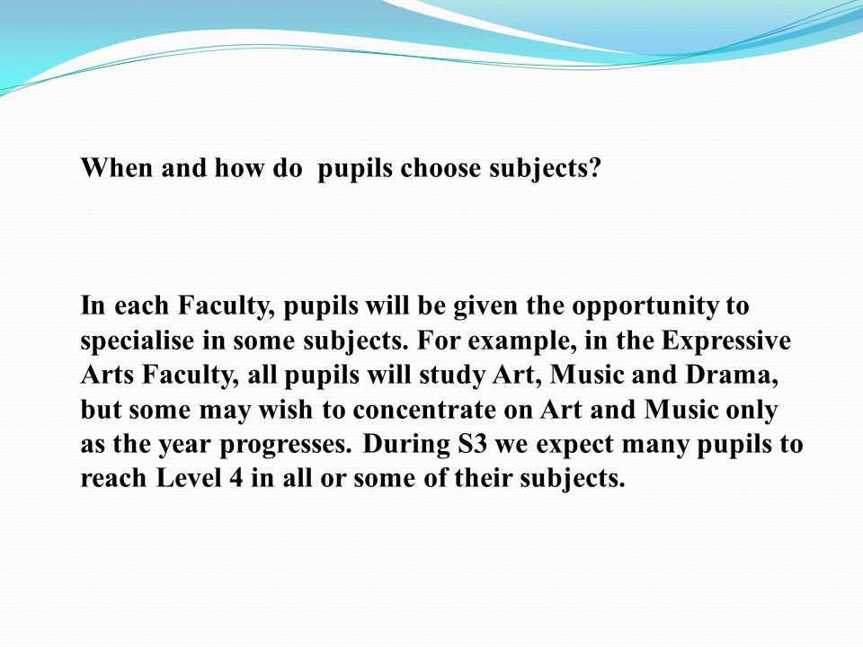 When and how do pupils choose subjects.