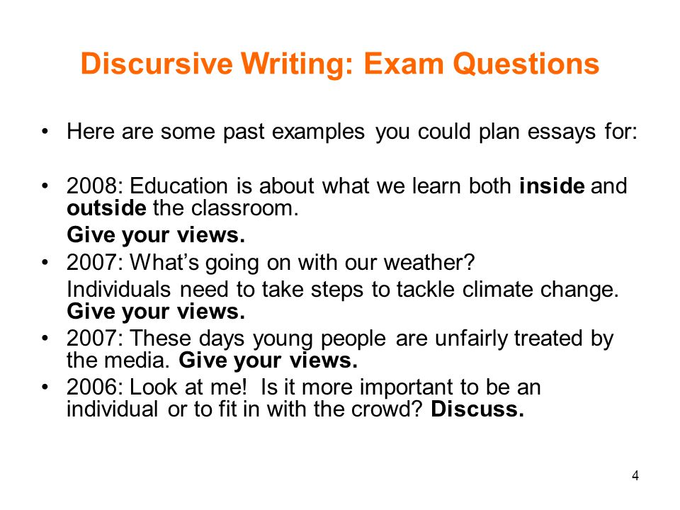 Topics For A Discursive Essay