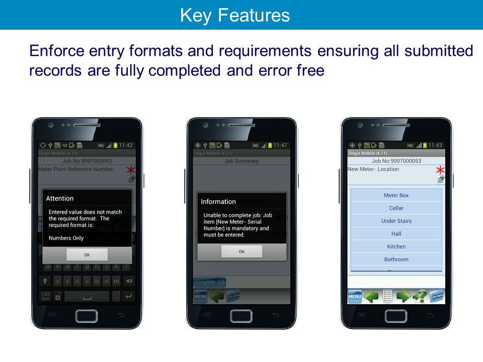 Enforce entry formats and requirements ensuring all submitted records are fully completed and error free Key Features