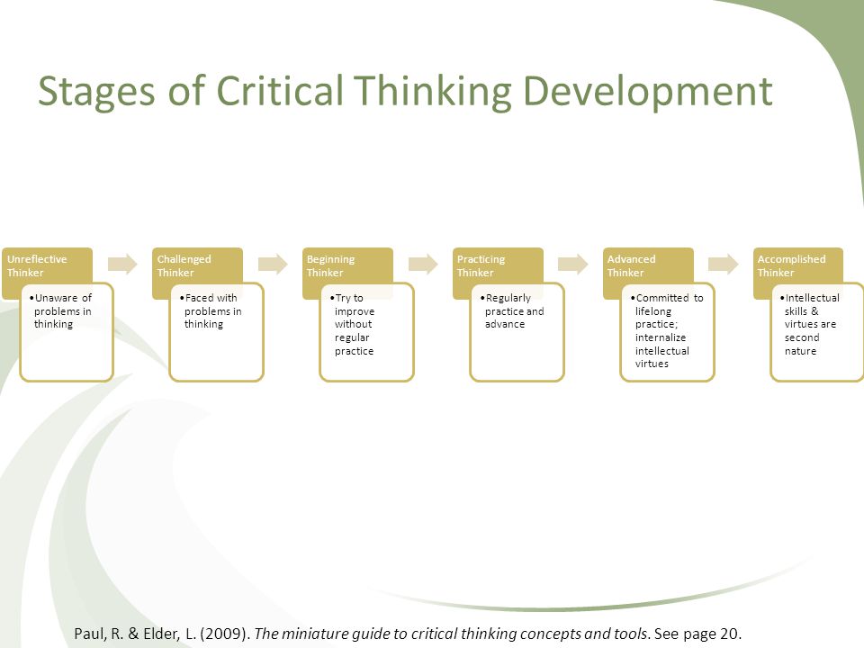 Stages of development in critical thinking