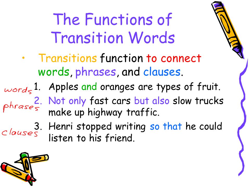 transitions for essay
