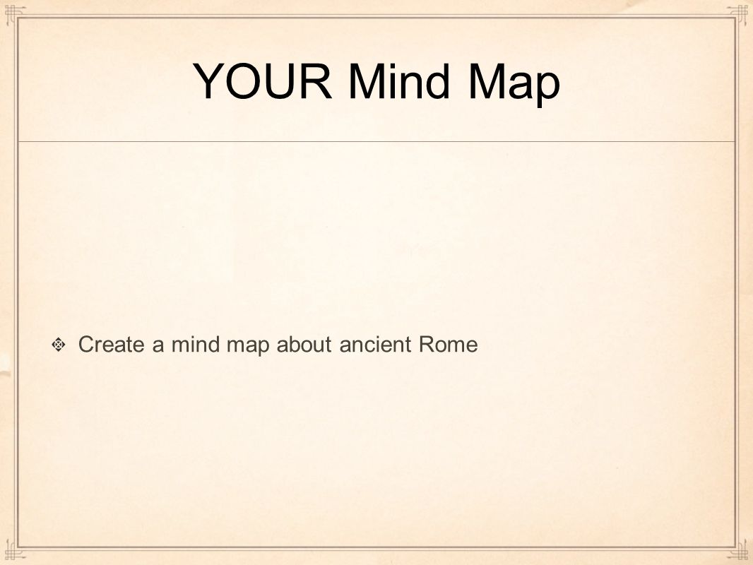 YOUR Mind Map Create a mind map about ancient Rome