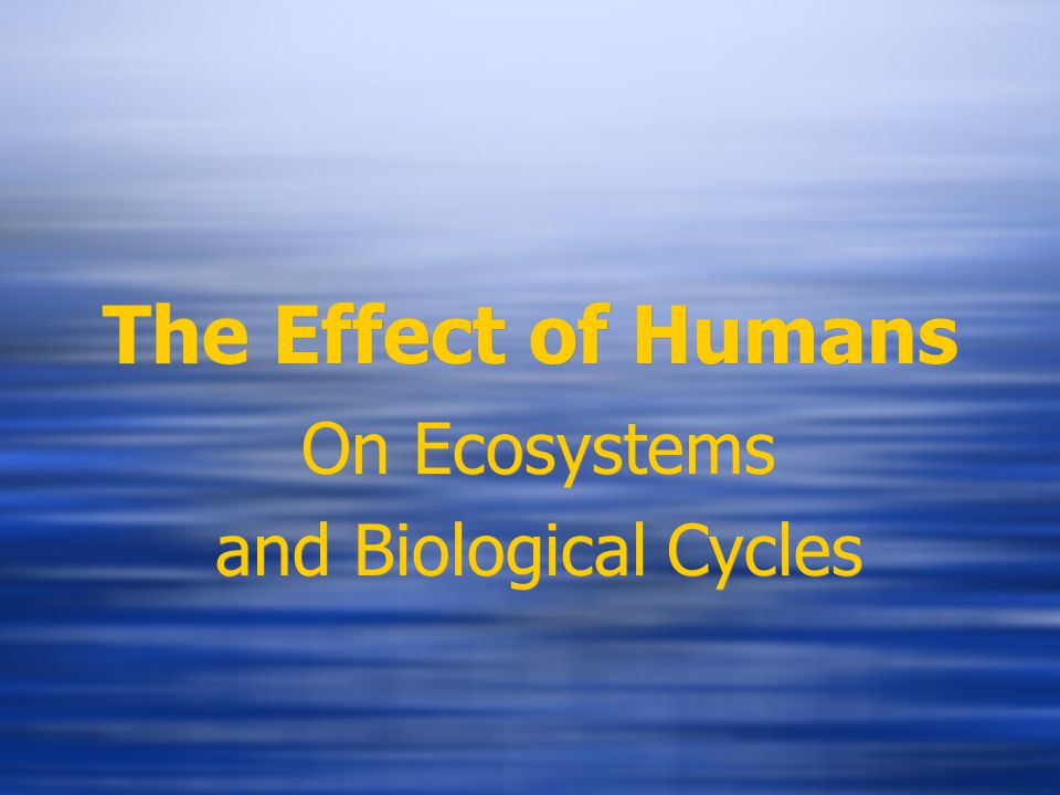 The Effect of Humans On Ecosystems and Biological Cycles On Ecosystems and Biological Cycles