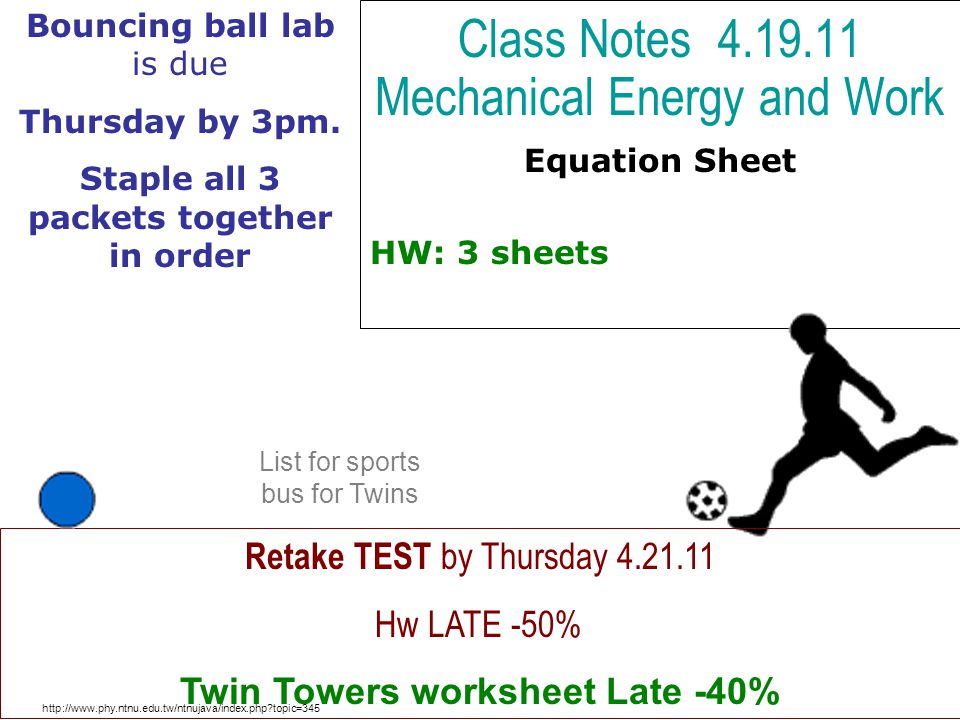 Class Notes Mechanical Energy And Work Equation Sheet Hw 3 Sheets Class Notes 4 19 11 Mechanical Energy And Work Equation Sheet Hw 3 Sheets Http