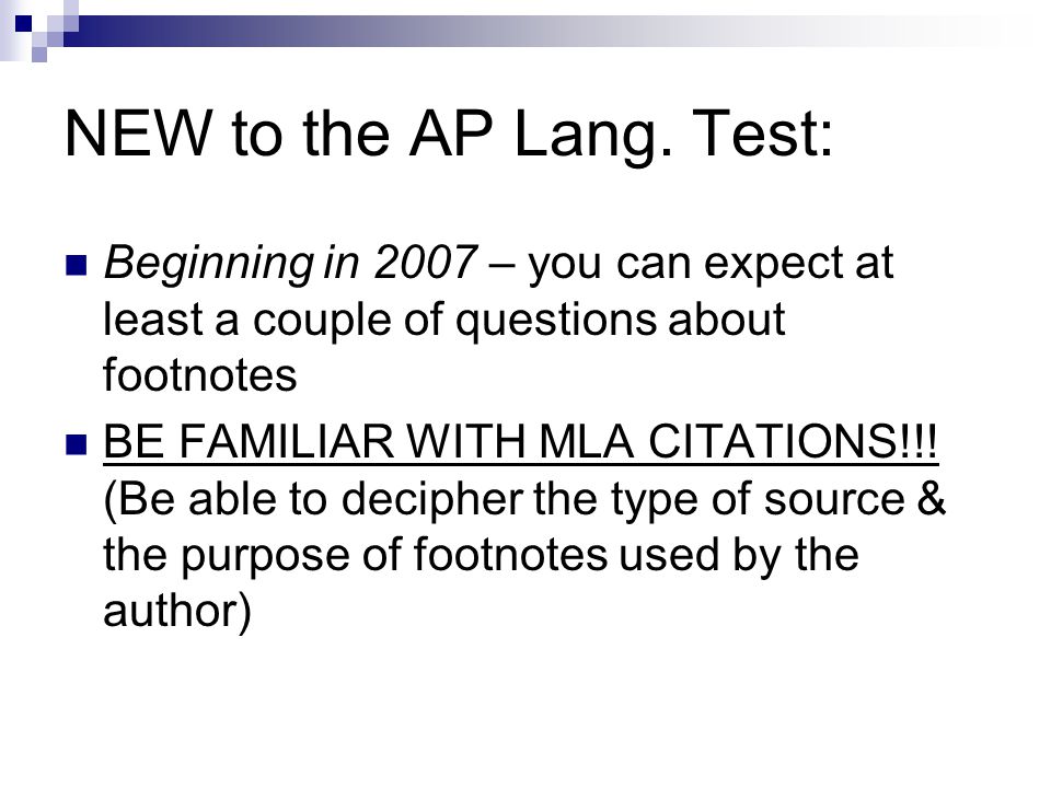 NEW to the AP Lang.