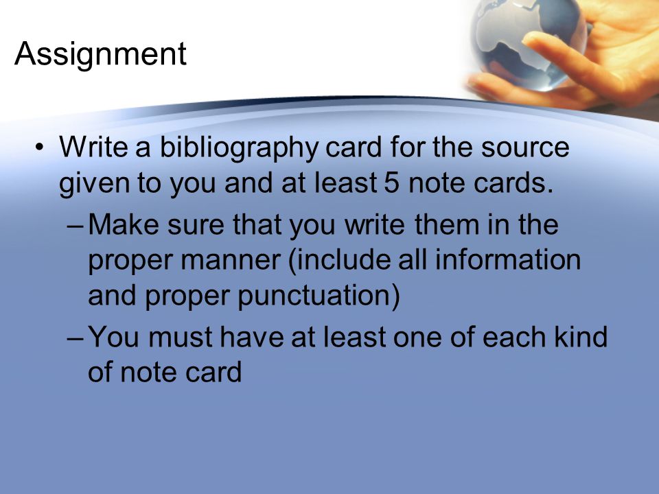 Sample of a bibliography card for a thesis