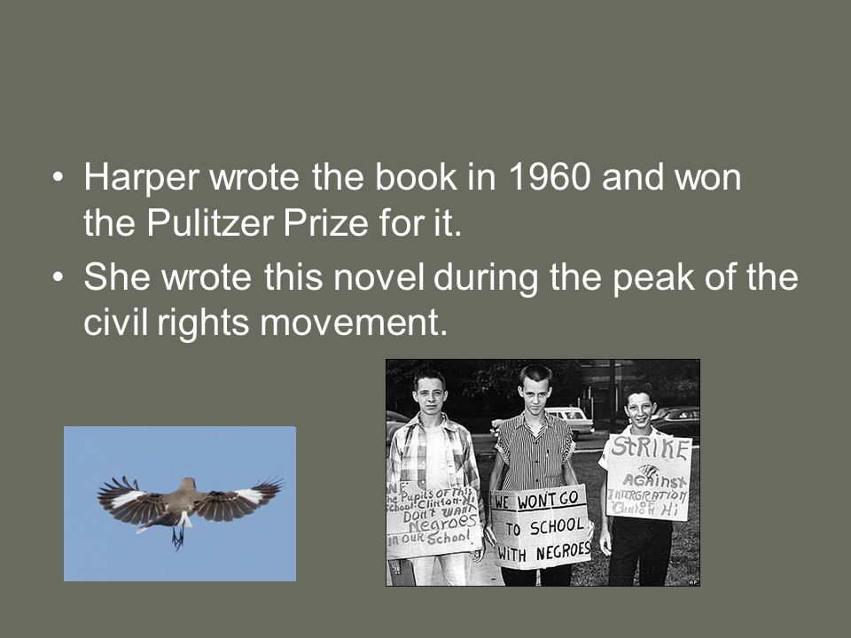 Harper wrote the book in 1960 and won the Pulitzer Prize for it.