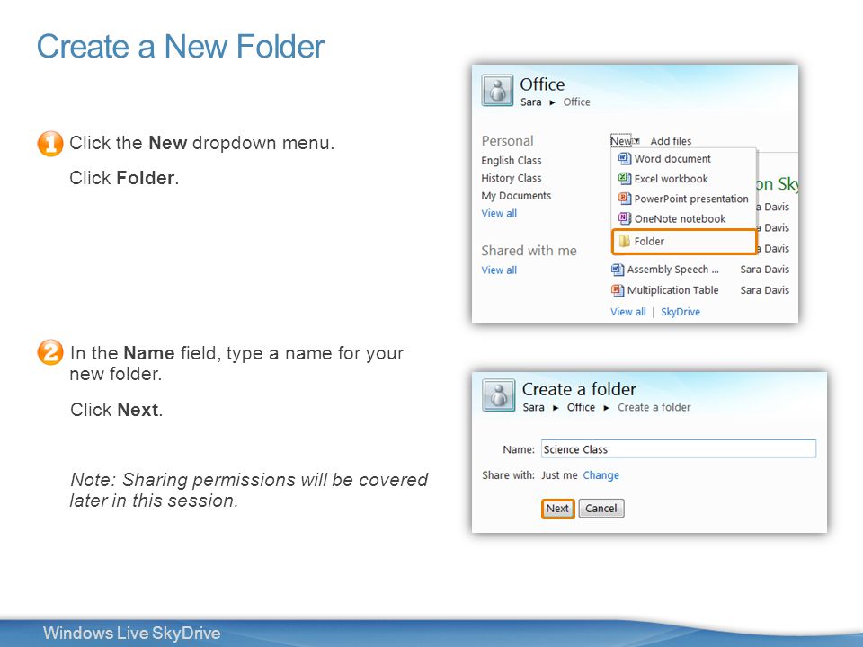 8 Windows Live SkyDrive Click the New dropdown menu.