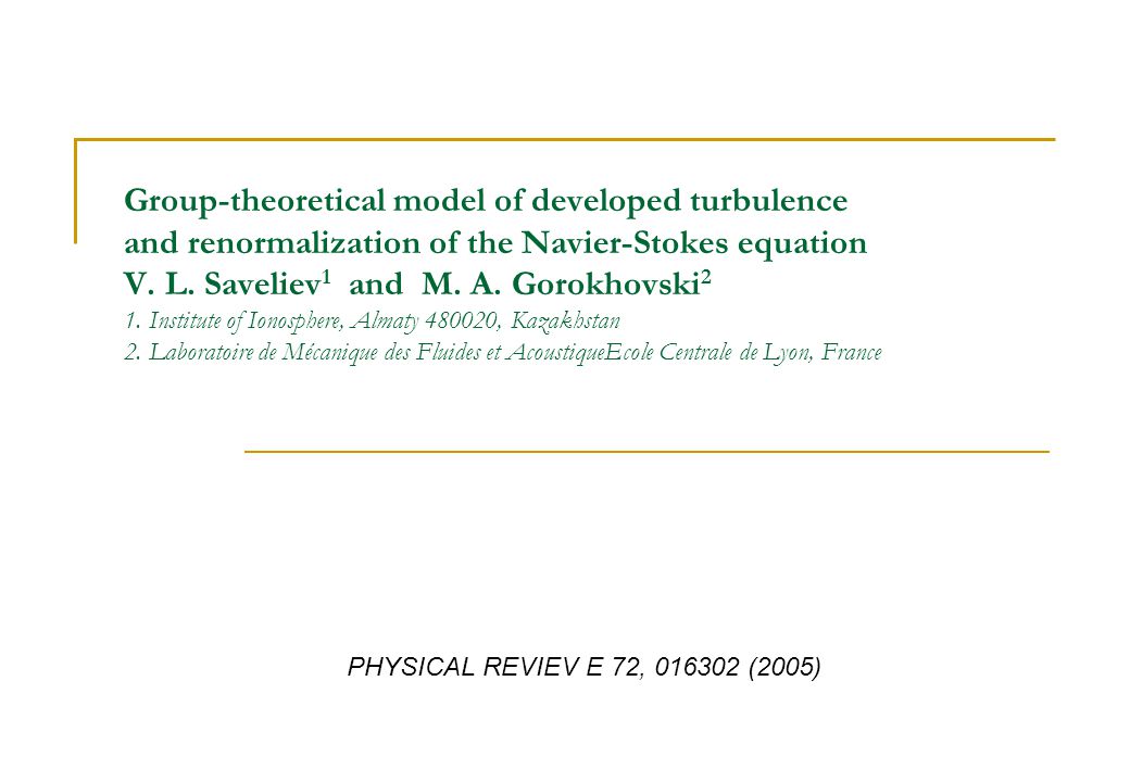 Group Theoretical Model Of Developed Turbulence And Group Theoretical Model Of Developed Turbulence And Renormalization The Navier Stokes Equation V