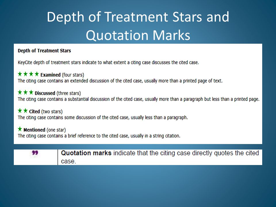 Depth of Treatment Stars and Quotation Marks