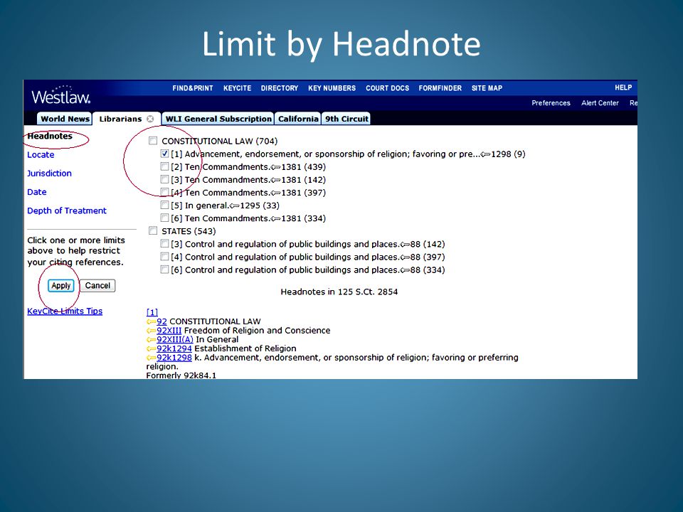 Limit by Headnote