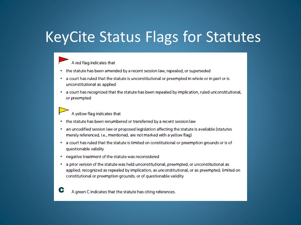 KeyCite Status Flags for Statutes