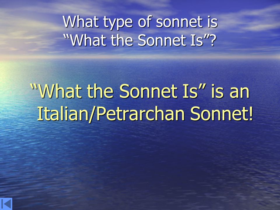What type of sonnet is What the Sonnet Is .