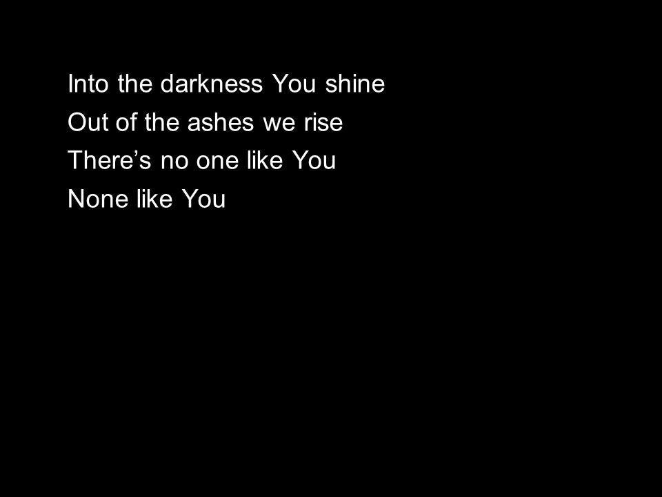 Into the darkness You shine Out of the ashes we rise There’s no one like You None like You