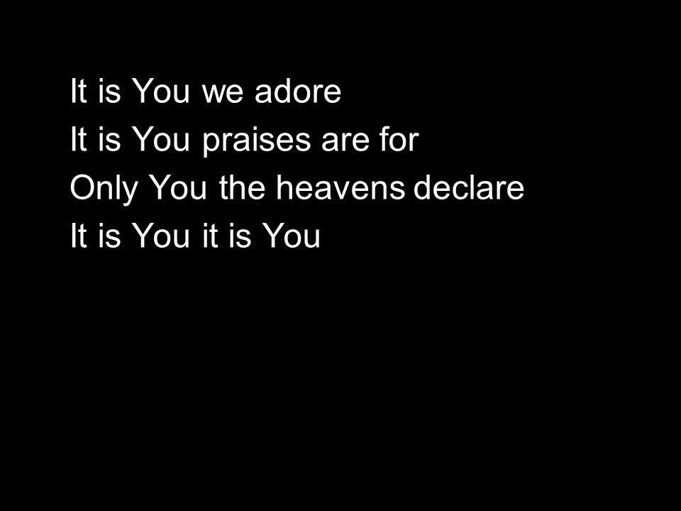 It is You we adore It is You praises are for Only You the heavens declare It is You it is You