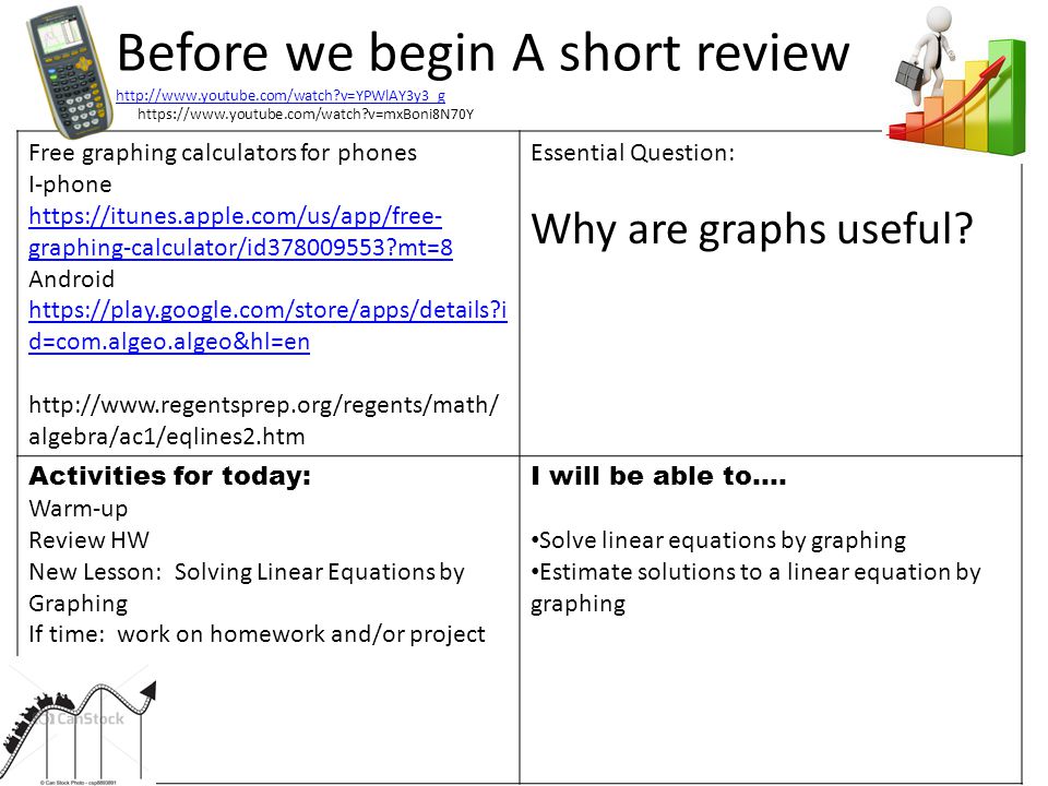 3 2 Solving Linear Equations By Graphing Before We Begin A Short Solving Linear Equations By Graphing 2 Before