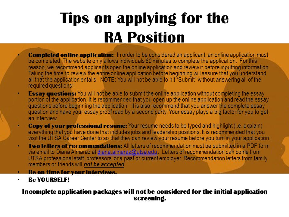 Resident Assistant Essay