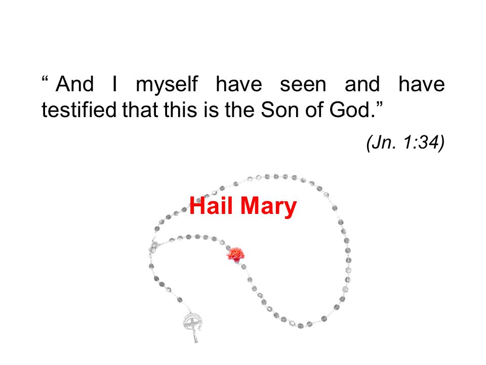 And I myself have seen and have testified that this is the Son of God. (Jn. 1:34) Hail Mary 9