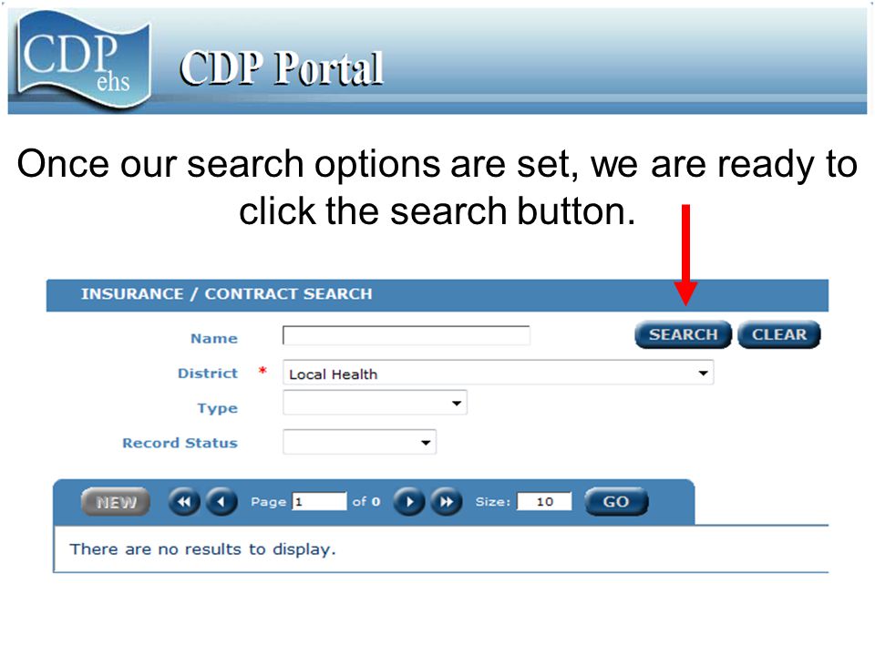 Once our search options are set, we are ready to click the search button.