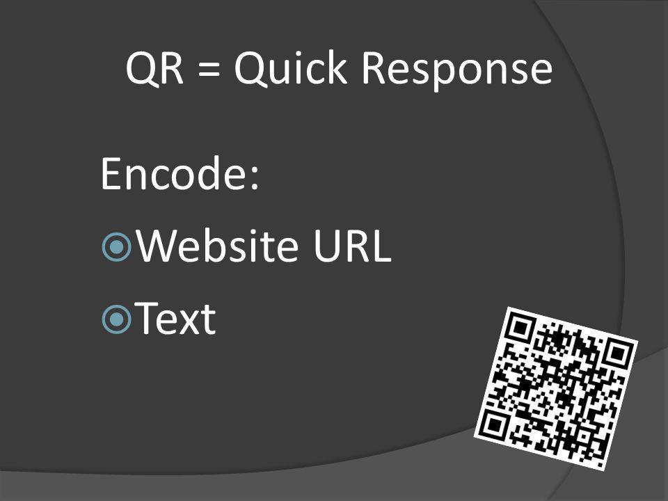 QR = Quick Response Encode: Website URL Text