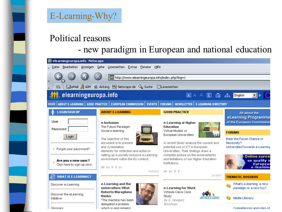 E-Learning-Why Political reasons - new paradigm in European and national education