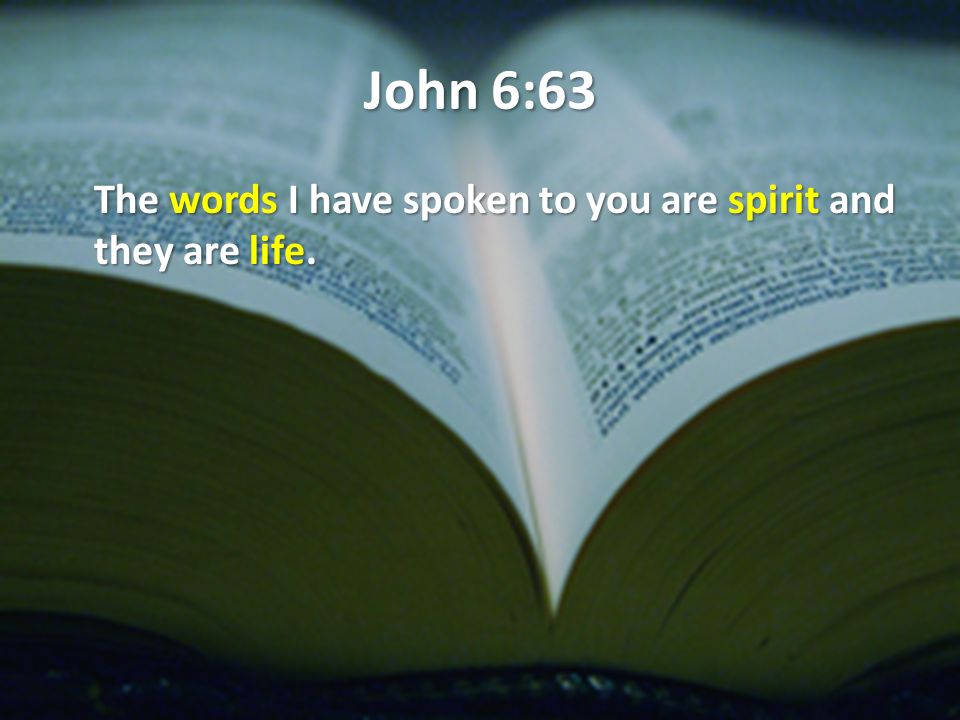 John 6:63 The words I have spoken to you are spirit and they are life.