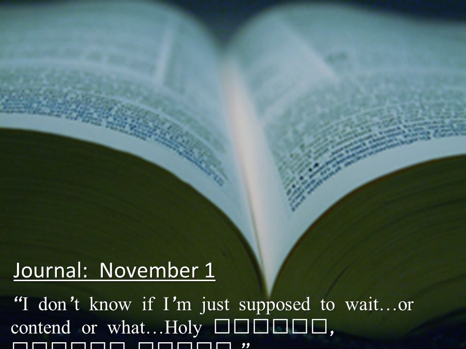 Journal: November 1 I don t know if I m just supposed to wait…or contend or what…Holy Spirit, please speak.