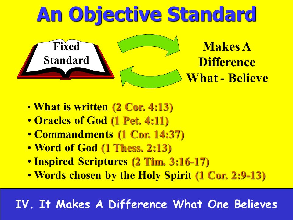 An Objective Standard Makes A Difference What - Believe Fixed Standard (2 Cor.