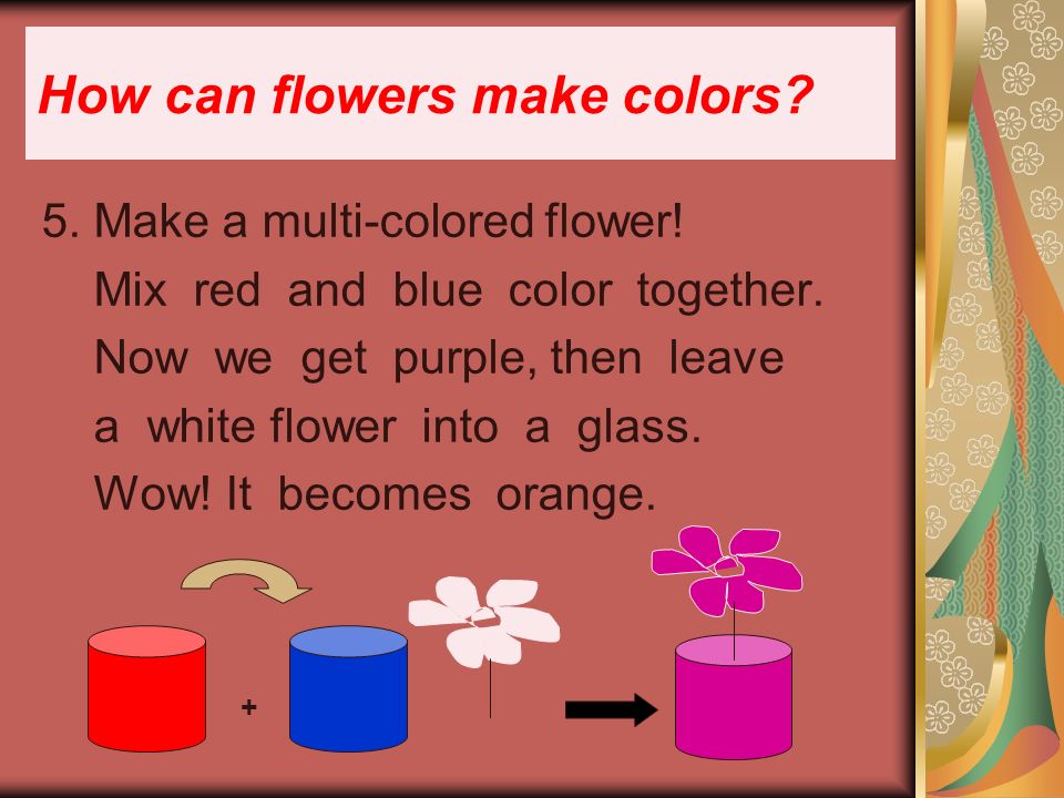 5. Make a multi-colored flower. Mix red and blue color together.