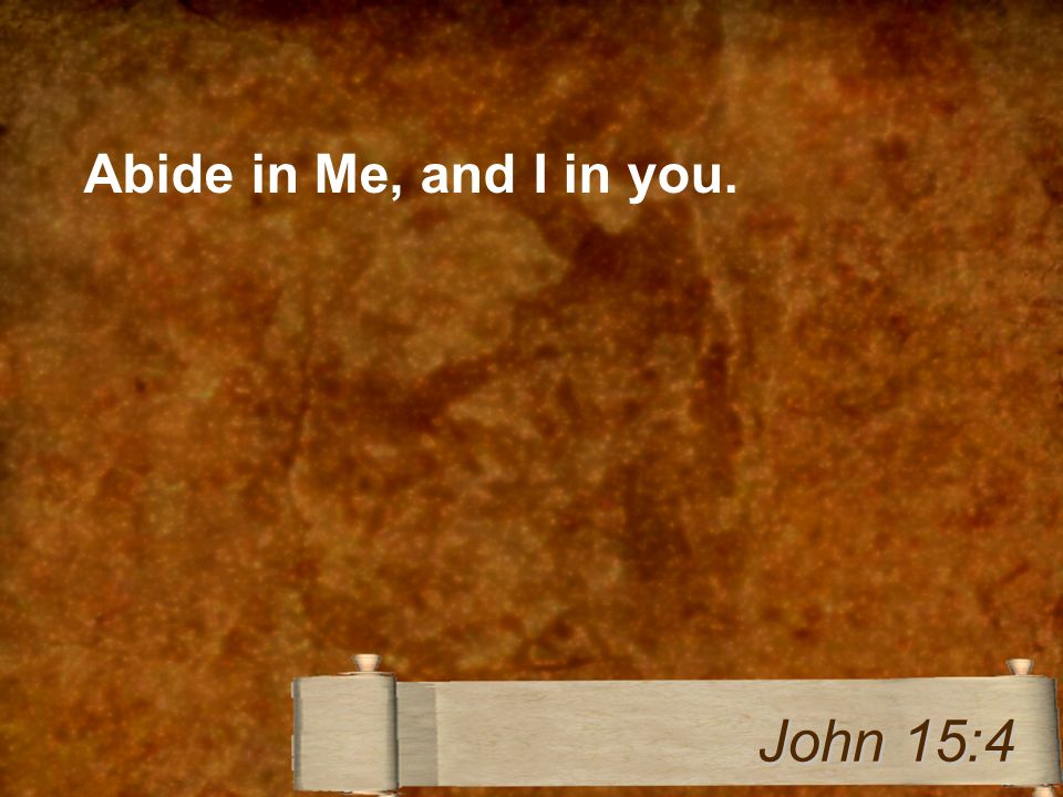Abide in Me, and I in you. John 15:4