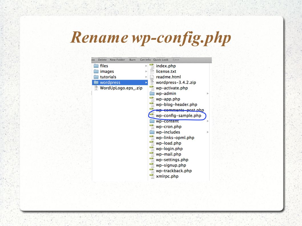 Rename wp-config.php