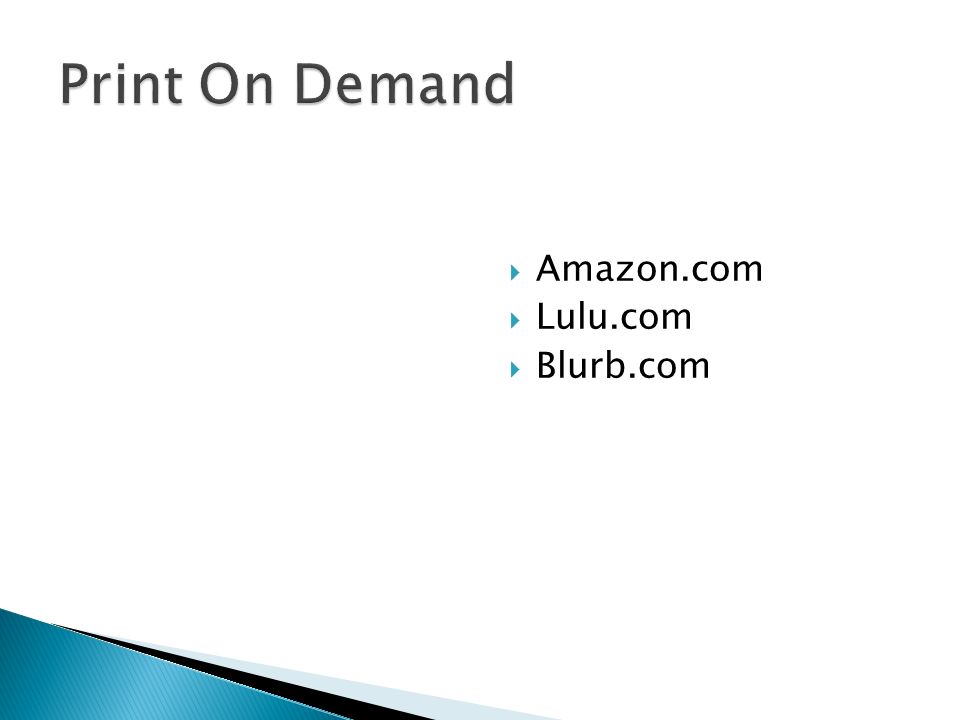 Amazon.com Lulu.com Blurb.com
