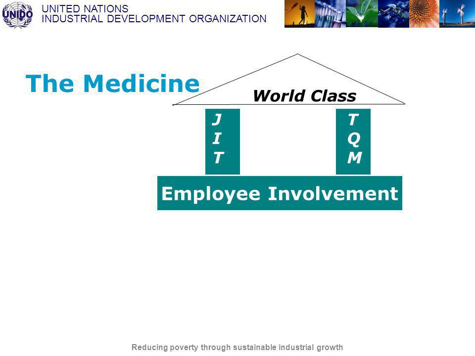 UNITED NATIONS INDUSTRIAL DEVELOPMENT ORGANIZATION Reducing poverty through sustainable industrial growth RESULTS Supplier Partnerships World Class Manufacturing Competitive Products and Services Business Process Management Customer Partnerships World Class JITJIT Employee Involvement TQMTQM The Medicine